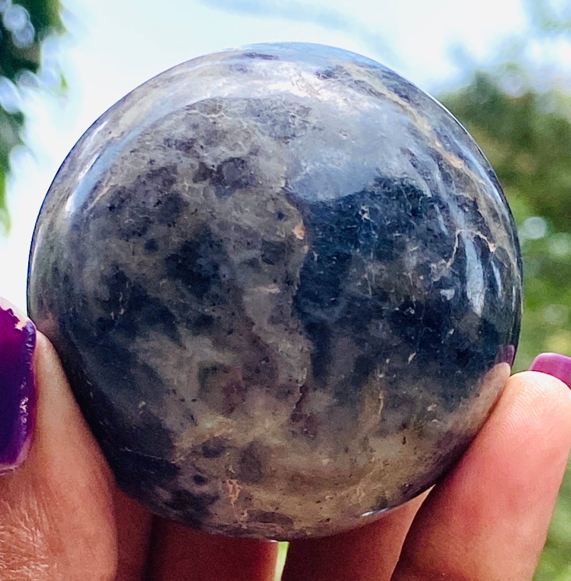 Artisian 767.00 Carats Genuine Blue Iolite Hand Carved Crystal Healing Gemstone Sphere