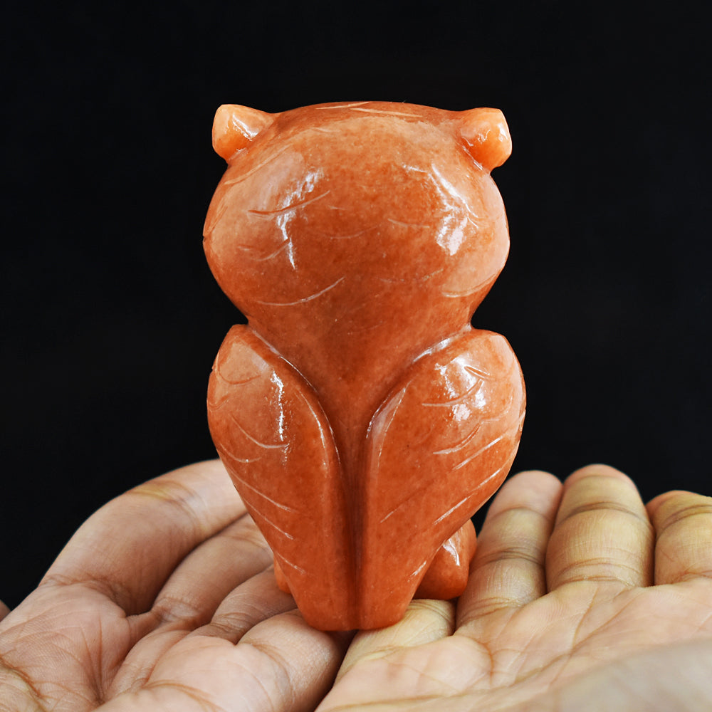 Exclusive 986.00 Carats  Genuine Aventurine  Hand Carved  Crystal Gemstone Owl Carving