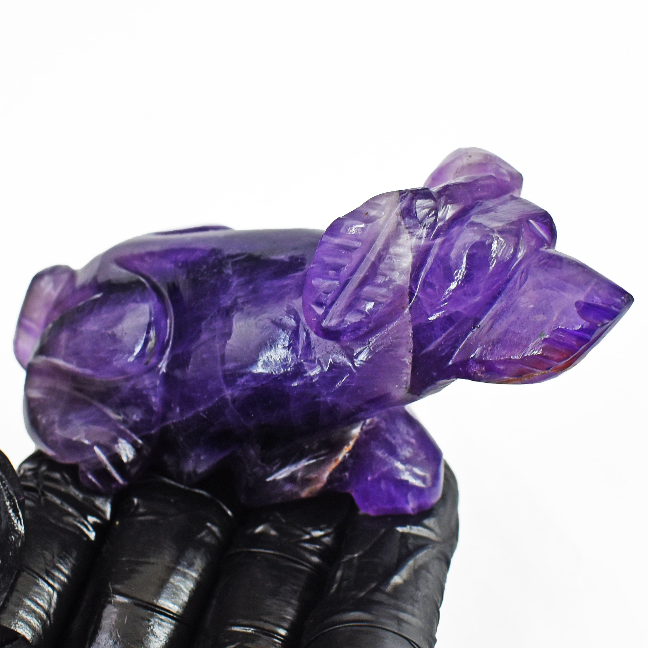 Genuine 641.00 Carats Genuine Purple Amethyst Hand Carved Dog 2026  Collection