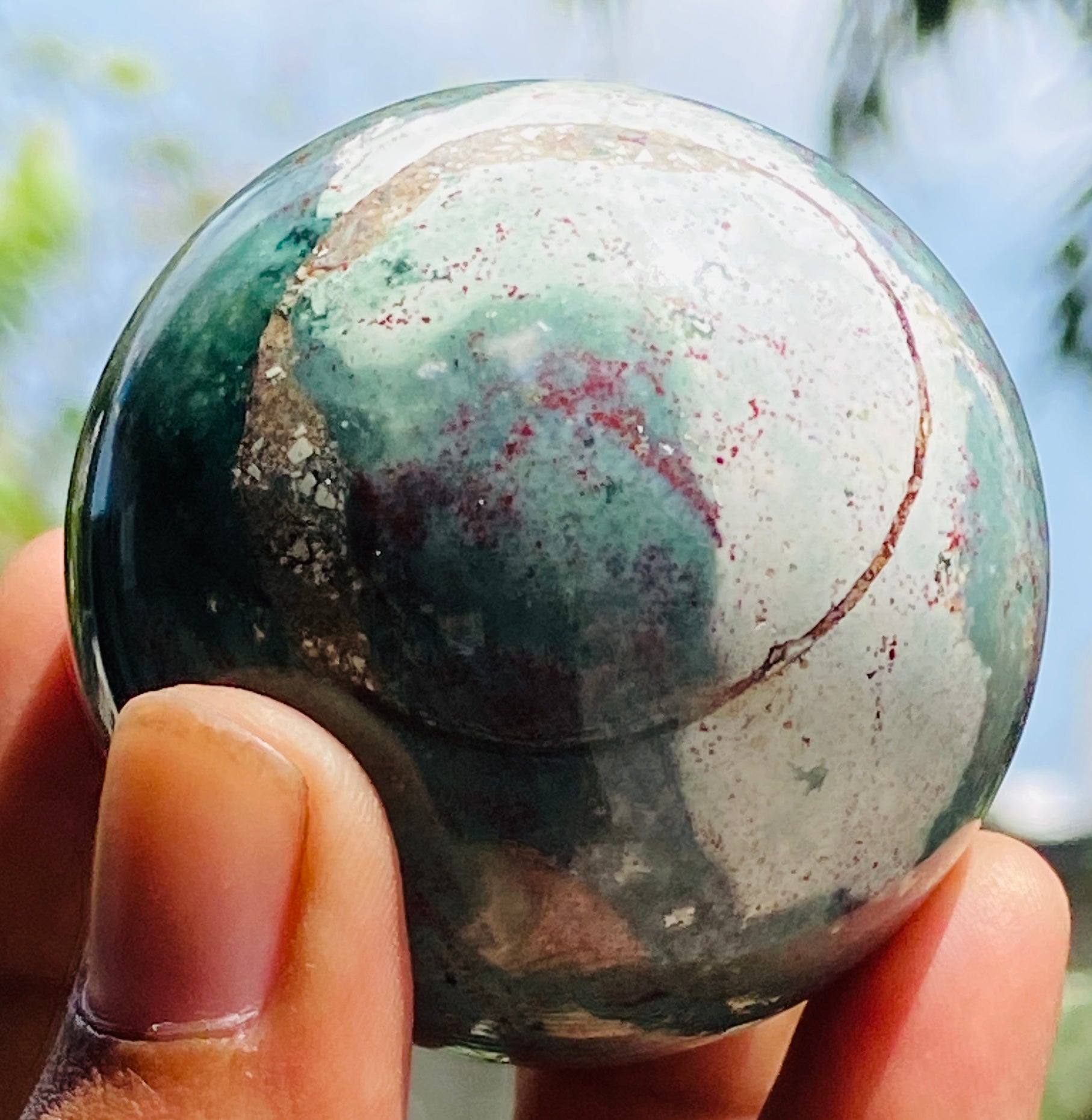 Massive 568.00 Cts Genuine Bloodstone Hand Carved Healing Crystal Gemstone Sphere