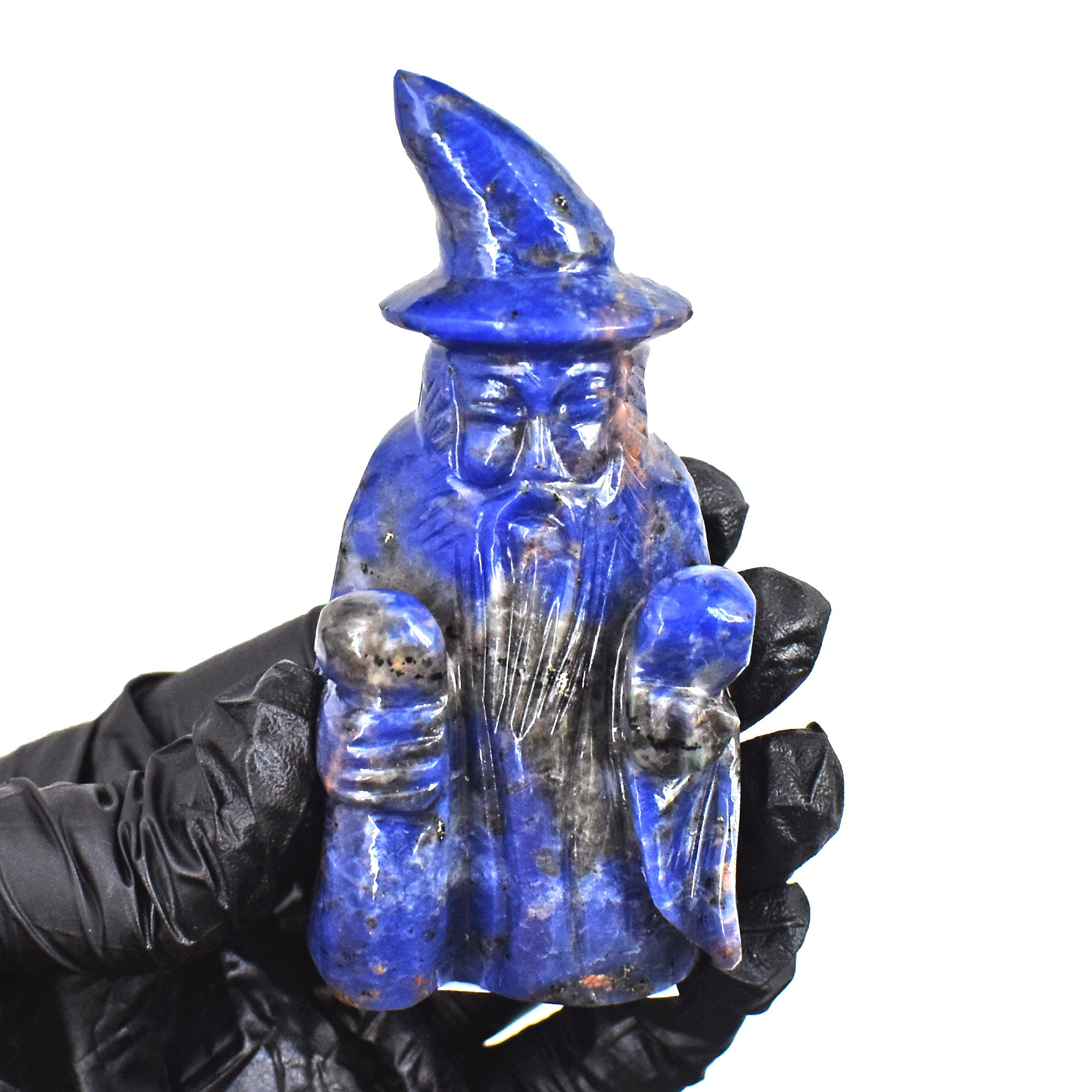 Genuine 545.00 Carats Sodalite Hand Carved Crystal Gemstone Wizard Carving