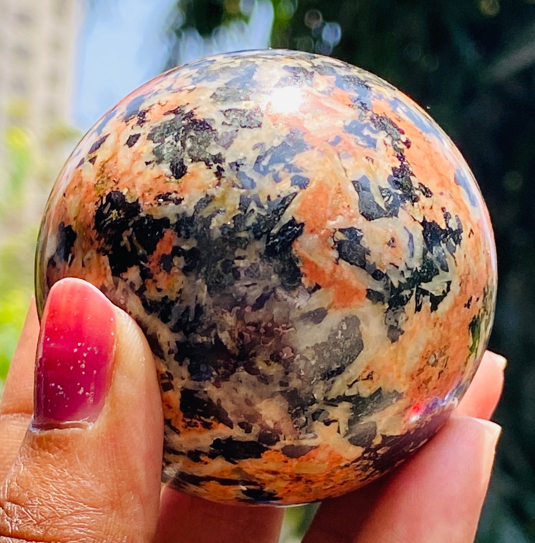 Exclusive 1123.00 Cts  Blood Green Unakite Hand Carved Healing Crystal Gemstone Sphere