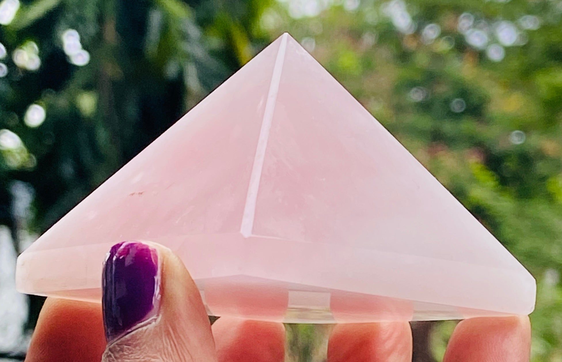 Beautiful 608.00 Cts Genuine Rose Quartz Healing Divine Crystal Specimen Pyramid