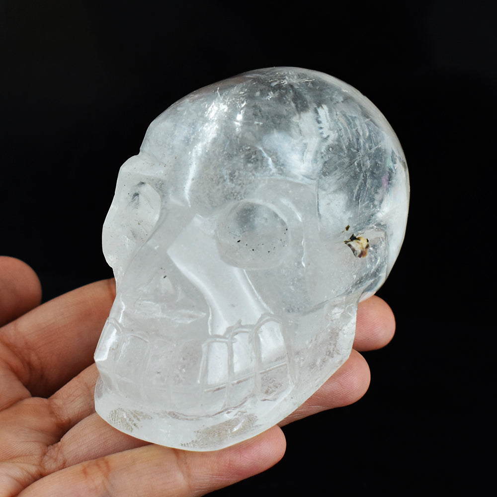 Natural  1774.00  Cts  Genuine  White Quartz  Hand Carved Crystal Skull Gemstone Carving