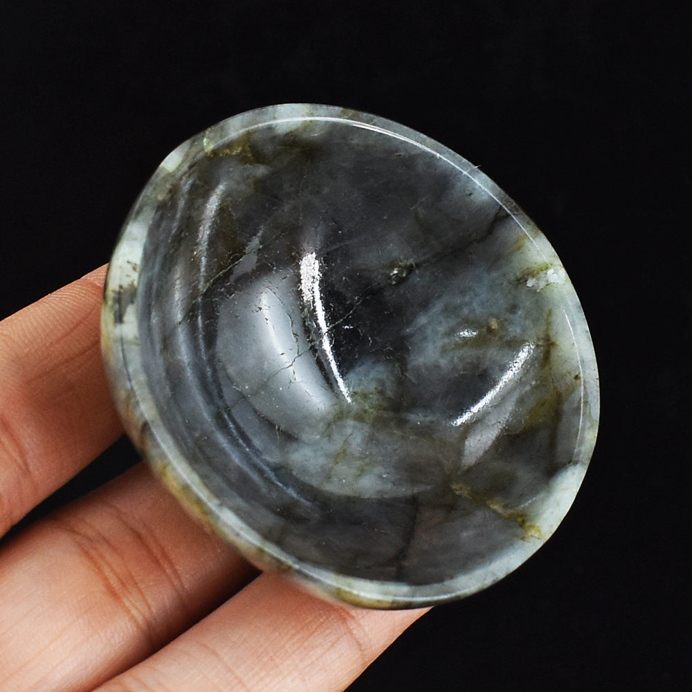 Artisian 181.00 Carats Genuine  Labradorite Hand Carved Crystal Gemstone  Carving Bowl