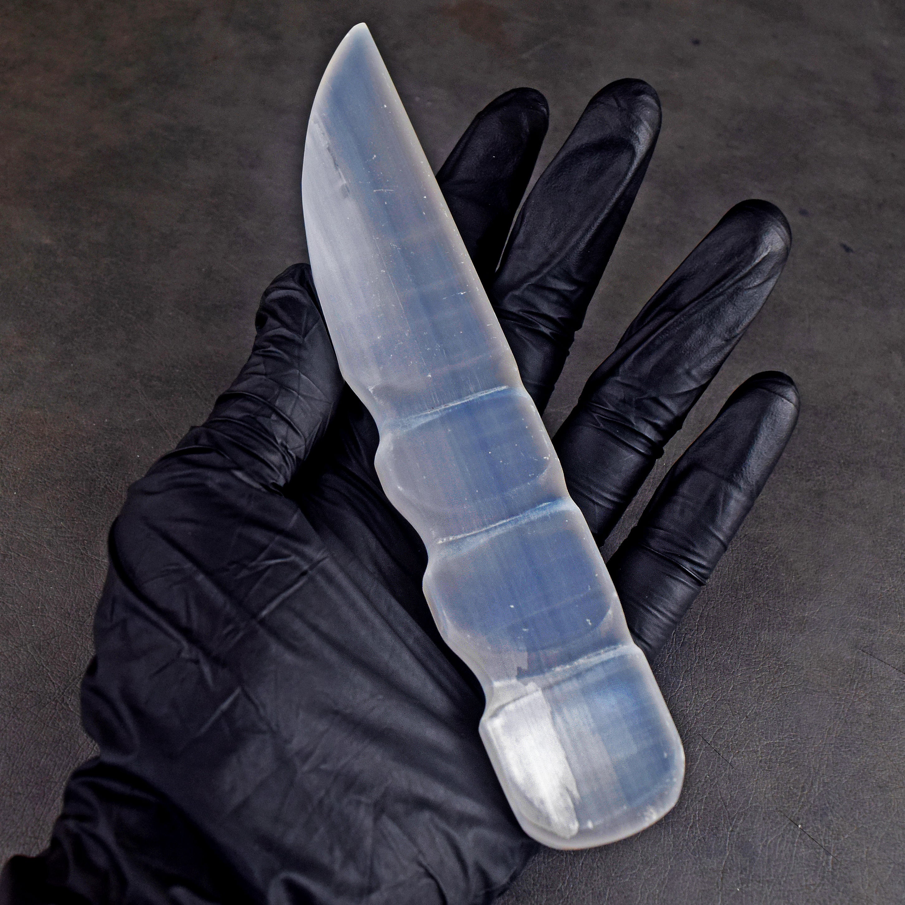 Manever 384.00 Cts Genuine Selenite Hand Carved Crystal Gemstone Knife