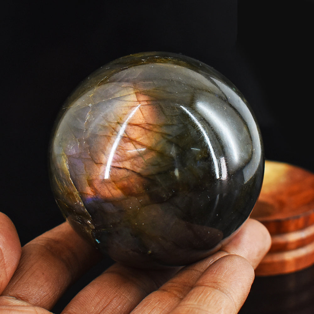 Orange Flash Labradorite 1500.00 Cts Genuine Hand Carved Healing Crystal Gemstone Sphere