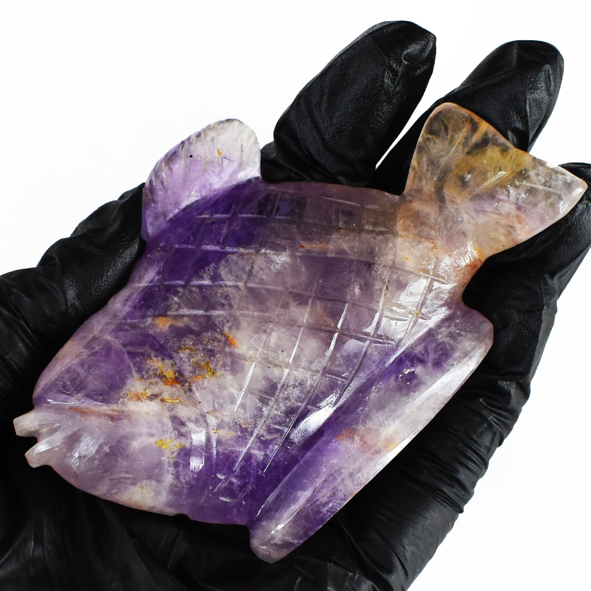 Stunning 496.00 Carats Amethyst Hand Carved Genuine Crystal Gemstone Carving Fish 2026 Collection
