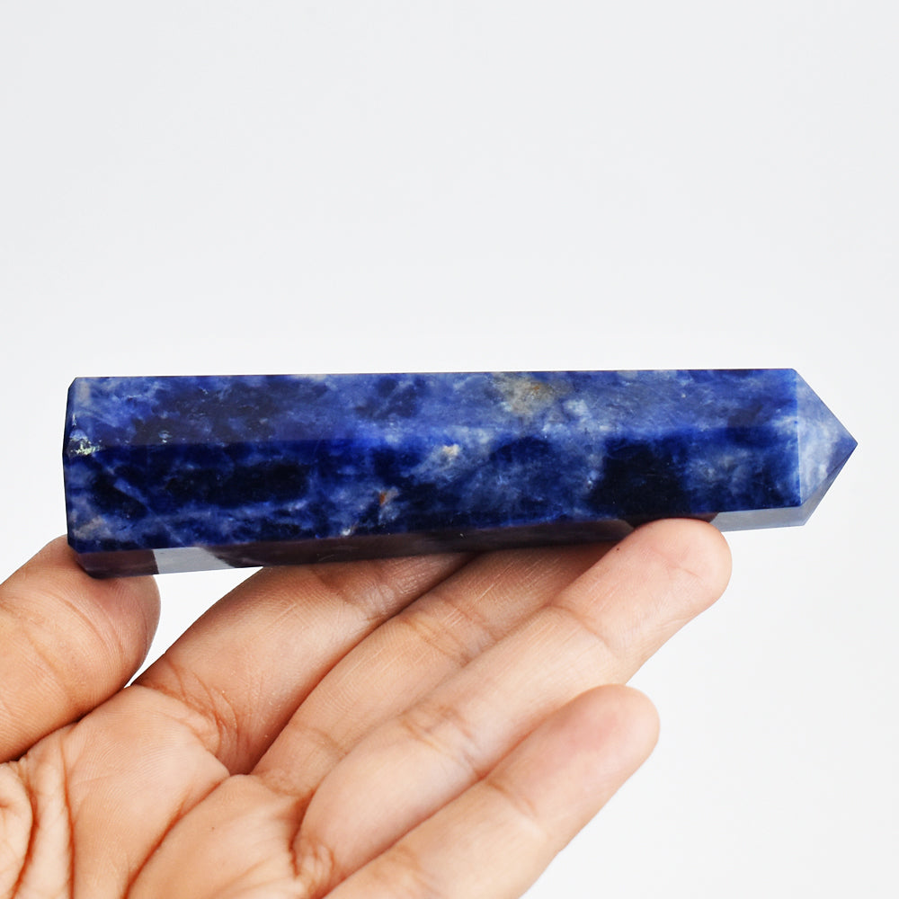 Genuine  411.00 Carats  Sodalite  Hand  Carved  Crystal  Gemstone  Healing  Point   Carving