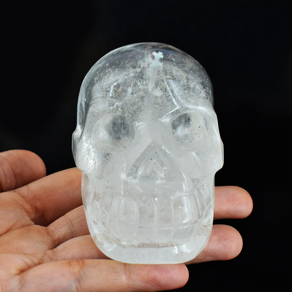 Natural  1774.00  Cts  Genuine  White Quartz  Hand Carved Crystal Skull Gemstone Carving