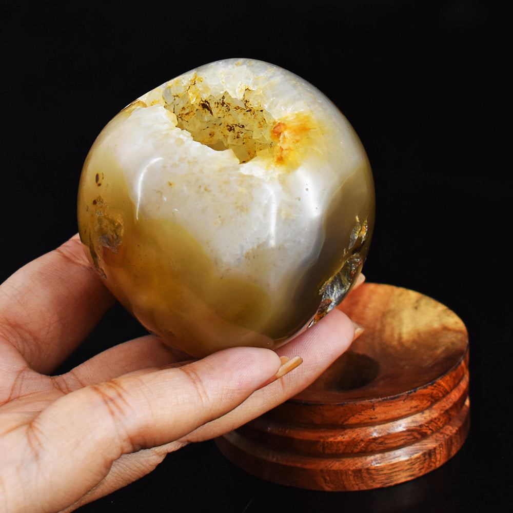 Exclusive  1124.00 Cts  Genuine Agate Druzy  Hand Carved Crystal Healing Sphere Gemstone