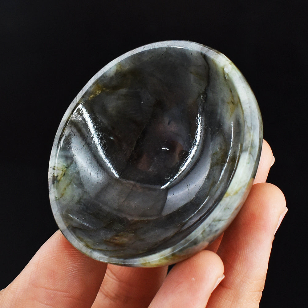 Artisian 181.00 Carats Genuine  Labradorite Hand Carved Crystal Gemstone  Carving Bowl