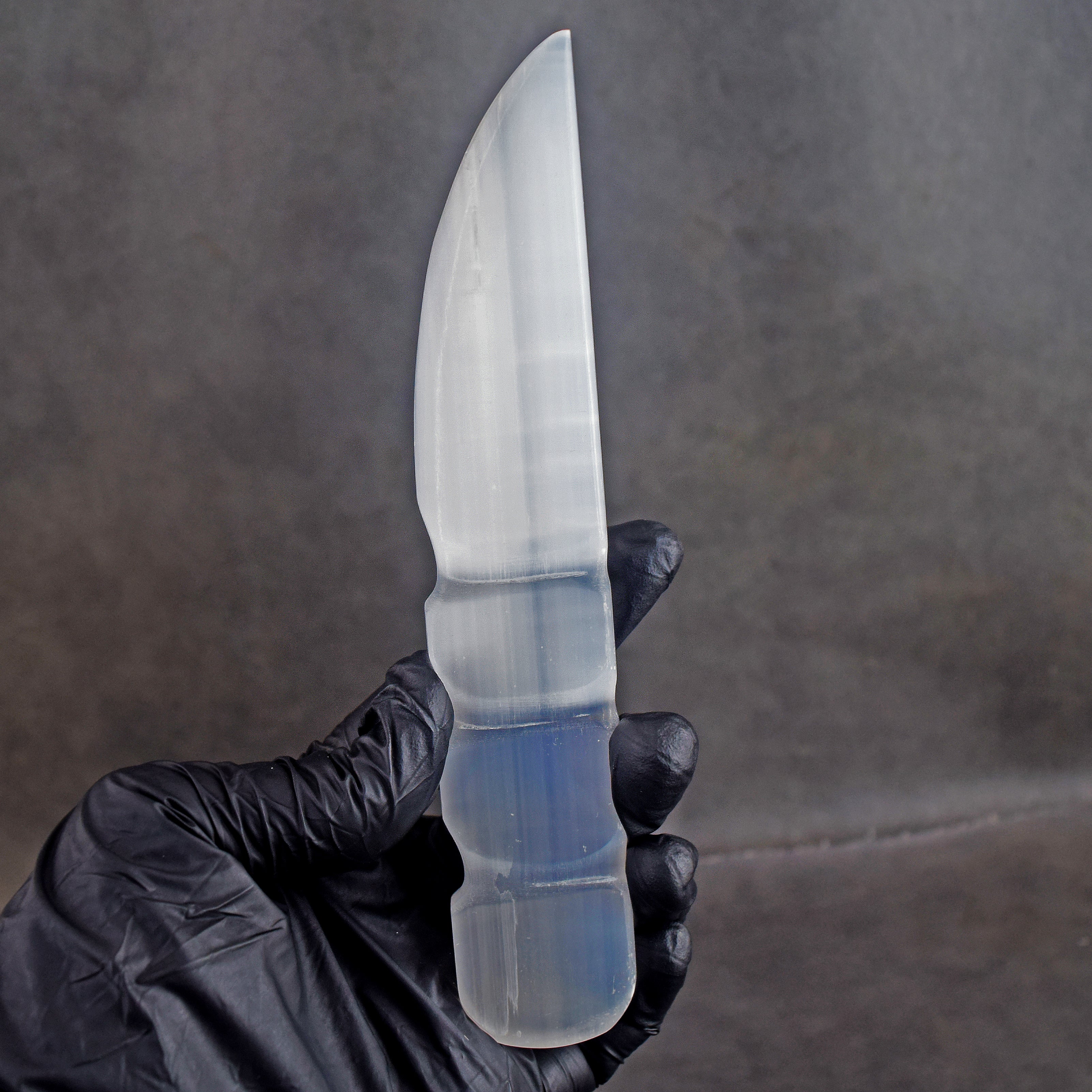 Manever 384.00 Cts Genuine Selenite Hand Carved Crystal Gemstone Knife