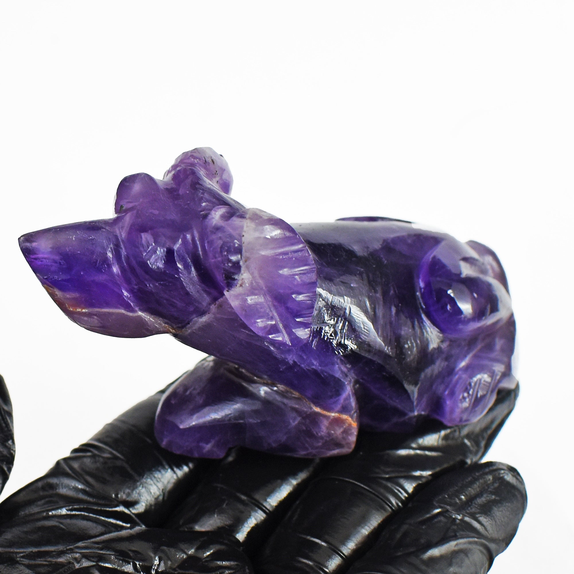 Genuine 641.00 Carats Genuine Purple Amethyst Hand Carved Dog 2026  Collection