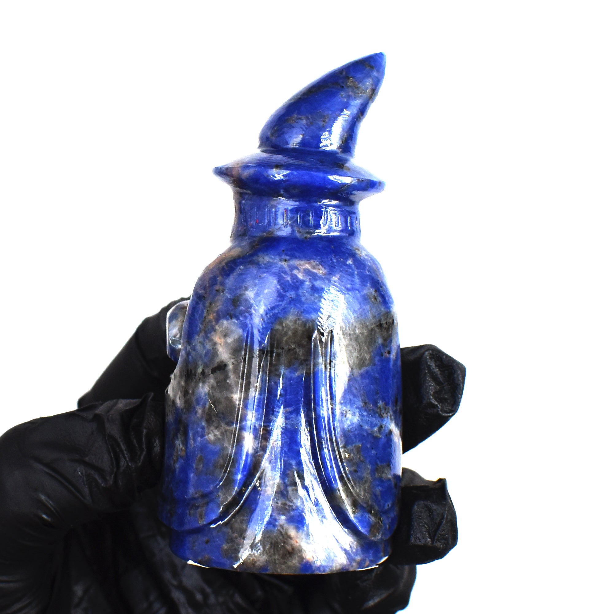 Genuine 545.00 Carats Sodalite Hand Carved Crystal Gemstone Wizard Carving