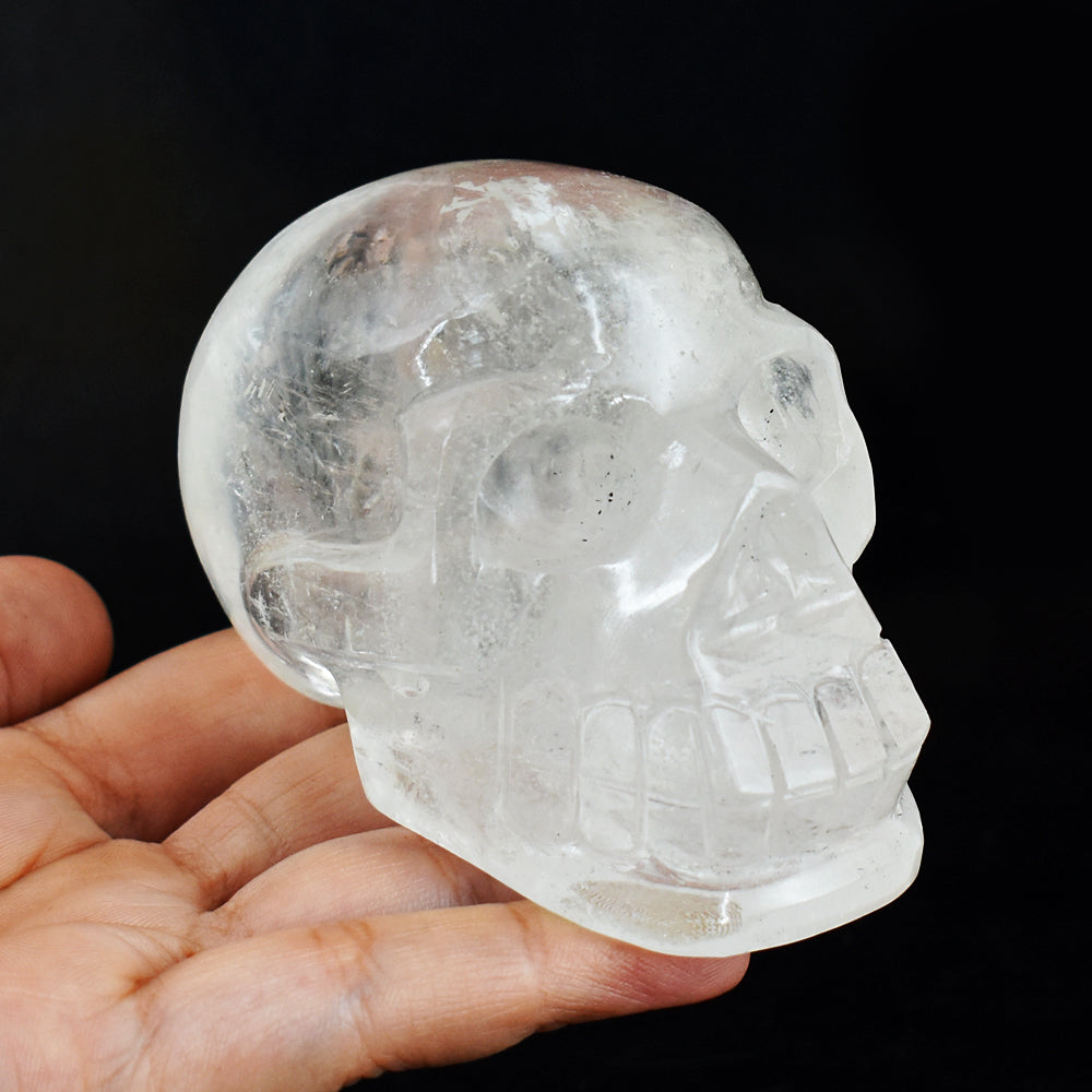 Natural  1774.00  Cts  Genuine  White Quartz  Hand Carved Crystal Skull Gemstone Carving