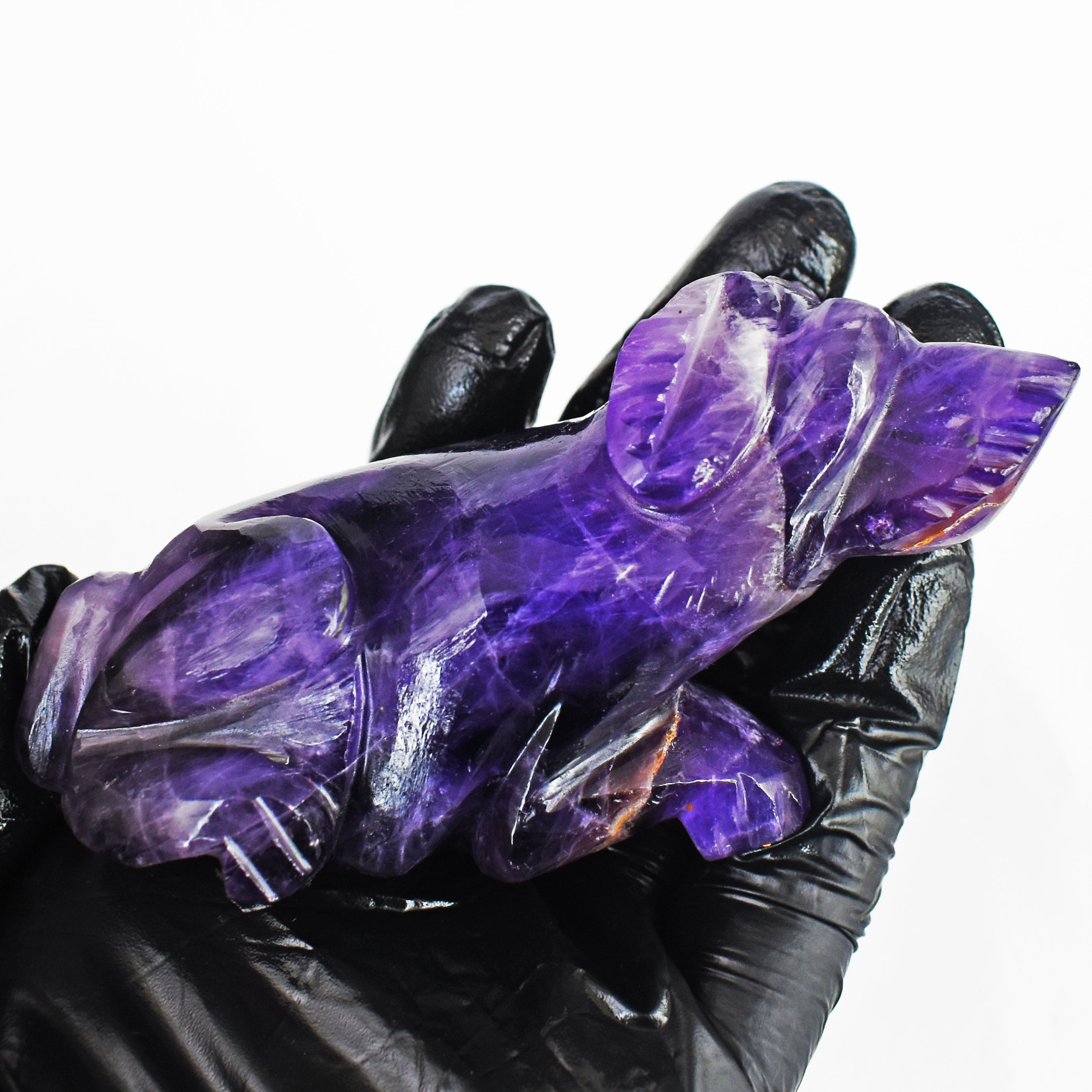 Genuine 641.00 Carats Genuine Purple Amethyst Hand Carved Dog 2026  Collection