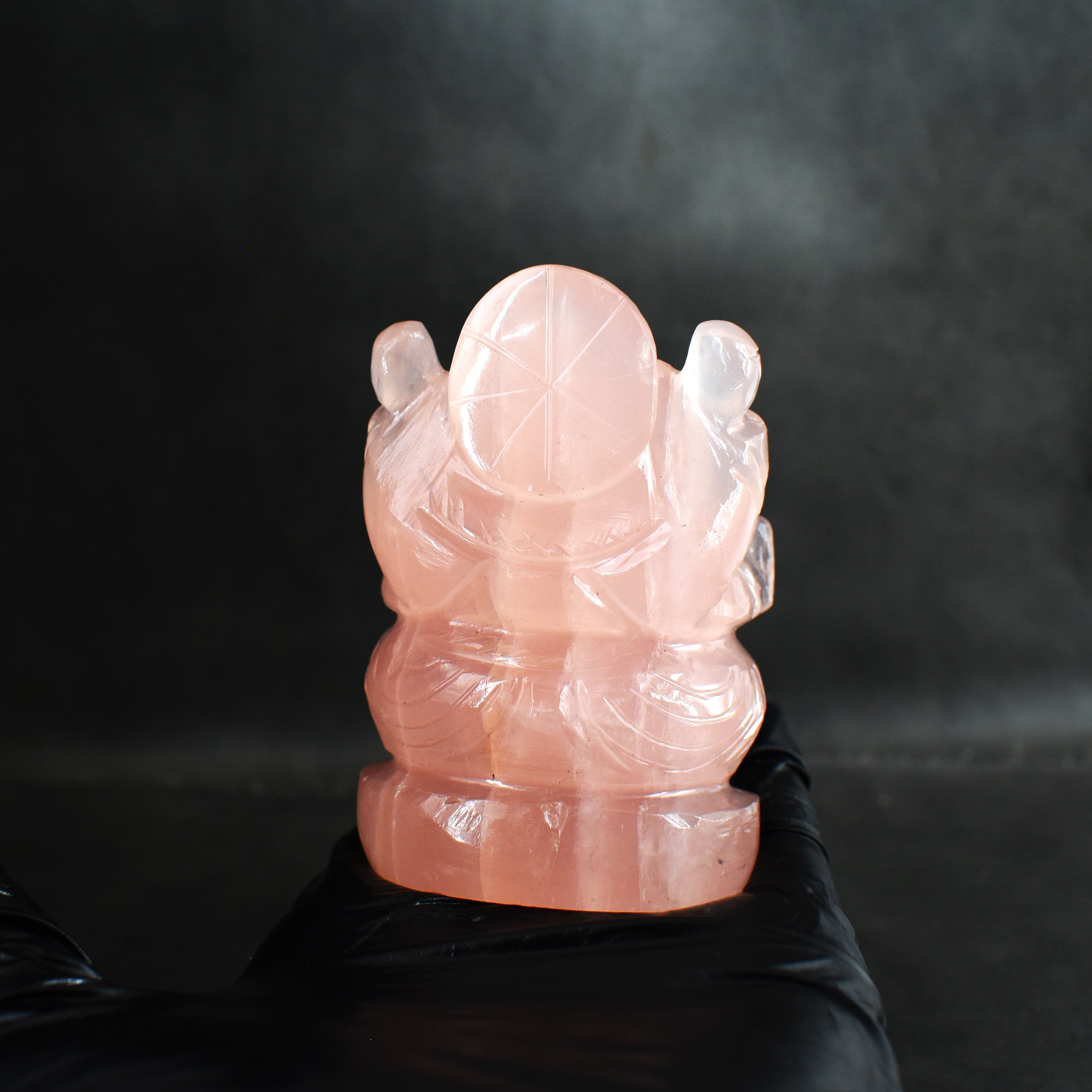 Stunning 1134.00 Rose Quartz Hand Divine Carved Genuine Crystal Gemstone Carving Lord Ganesha
