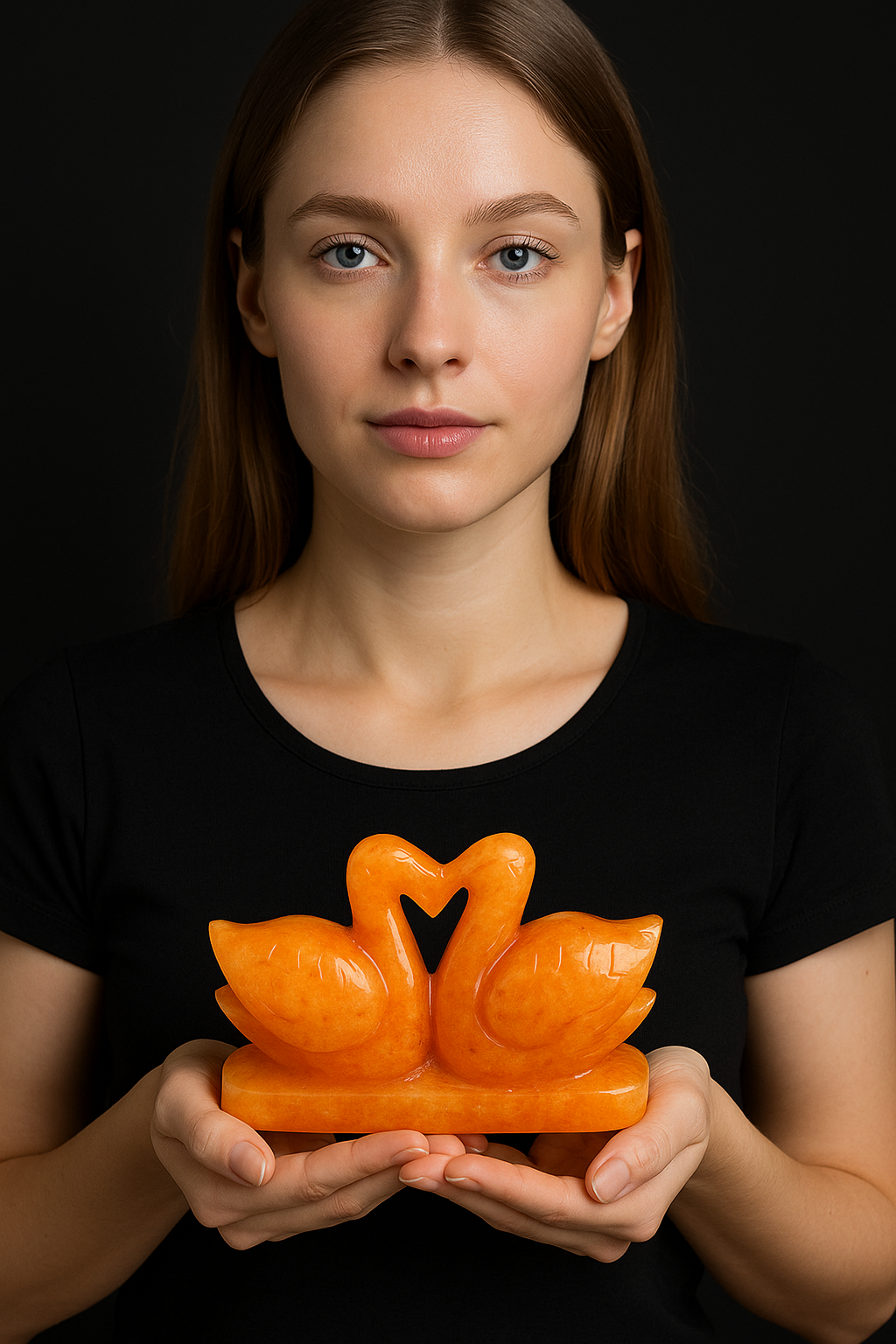 Fabulous 737.00 Cts Genuine Aventurine Carved Love Swan Pair Premium