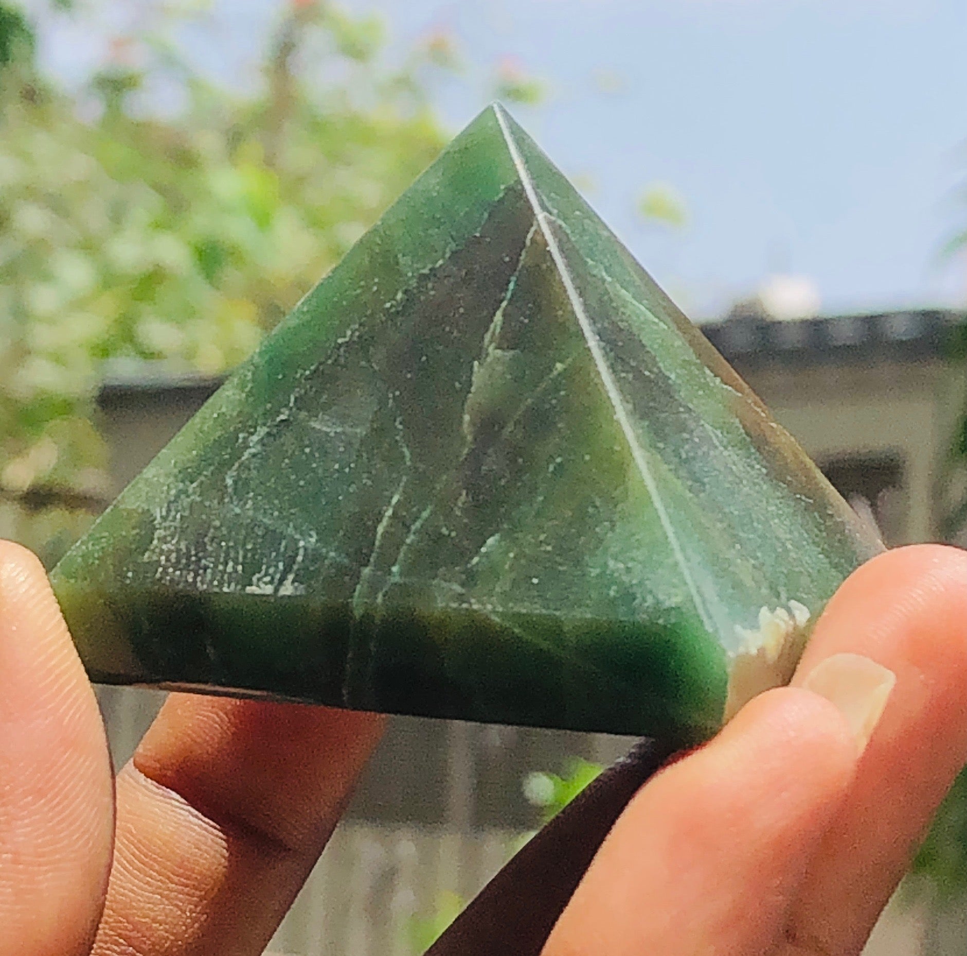 Radiant 428.00 Cts Exclusive Jade Healing Crystal Specimen Premium Pyramid