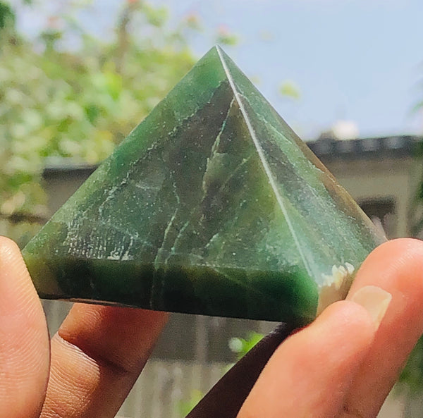 Radiant 428.00 Cts Exclusive Jade Healing Crystal Specimen Premium Pyramid