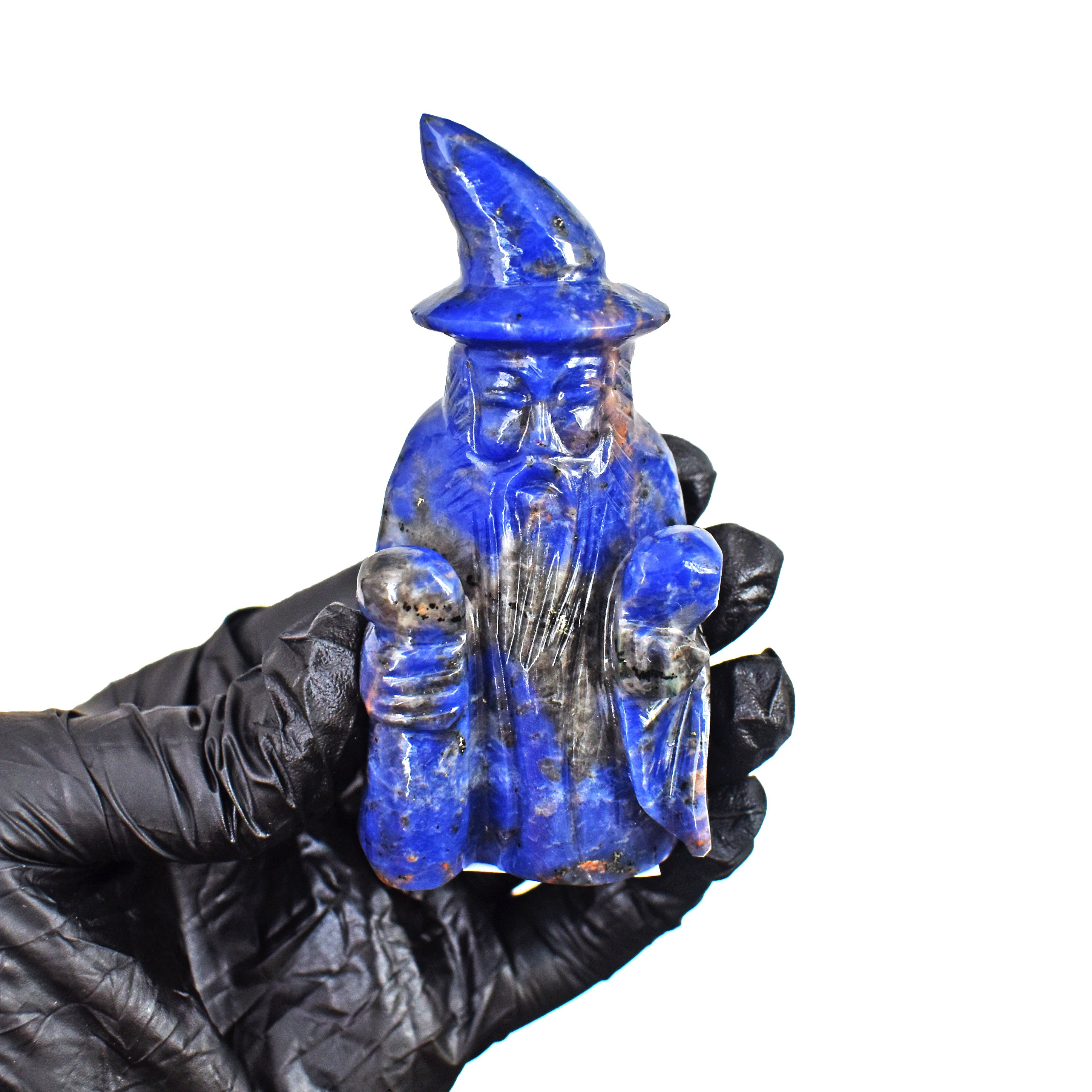 Genuine 545.00 Carats Sodalite Hand Carved Crystal Gemstone Wizard Carving
