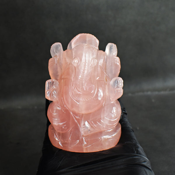 Stunning 1134.00 Rose Quartz Hand Divine Carved Genuine Crystal Gemstone Carving Lord Ganesha