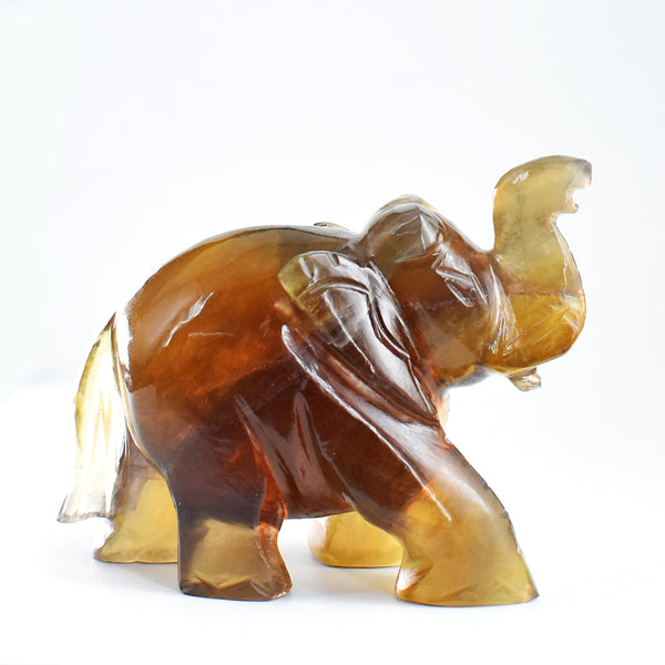 Beautiful 1240.00 Cts  Genuine  Multicolor Fluorite Hand Carved Crystal Gemstone Carving Elephant