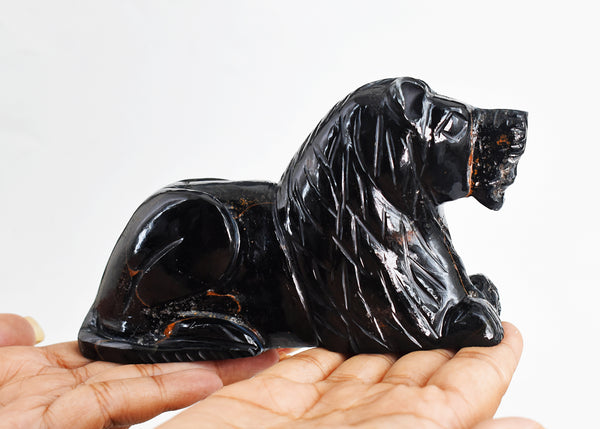 Exclusive 2490.00 Carats  Genuine Tiger Eye  Hand  Carved  Crystal Lion Gemstone Carving
