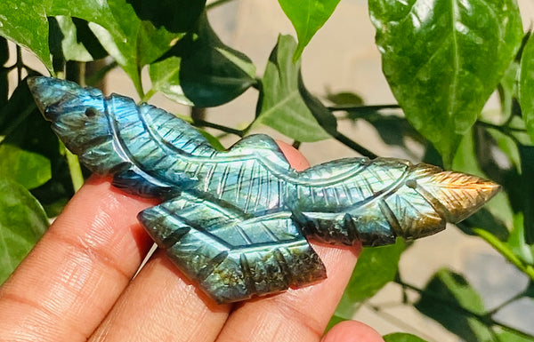 Stunning 83.00 Cts Genuine Blue Flash Labradorite Hand Carved Premium Eagle Crystal