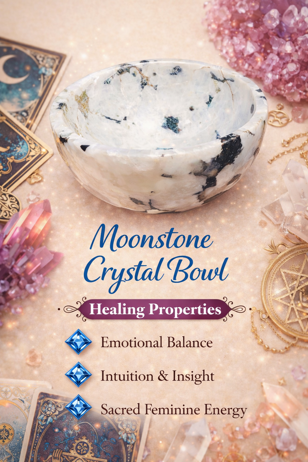 Most Brilliant 278.00 Cts Genuine Moonstone Crystal Specimen Gemstone Premium Bowl