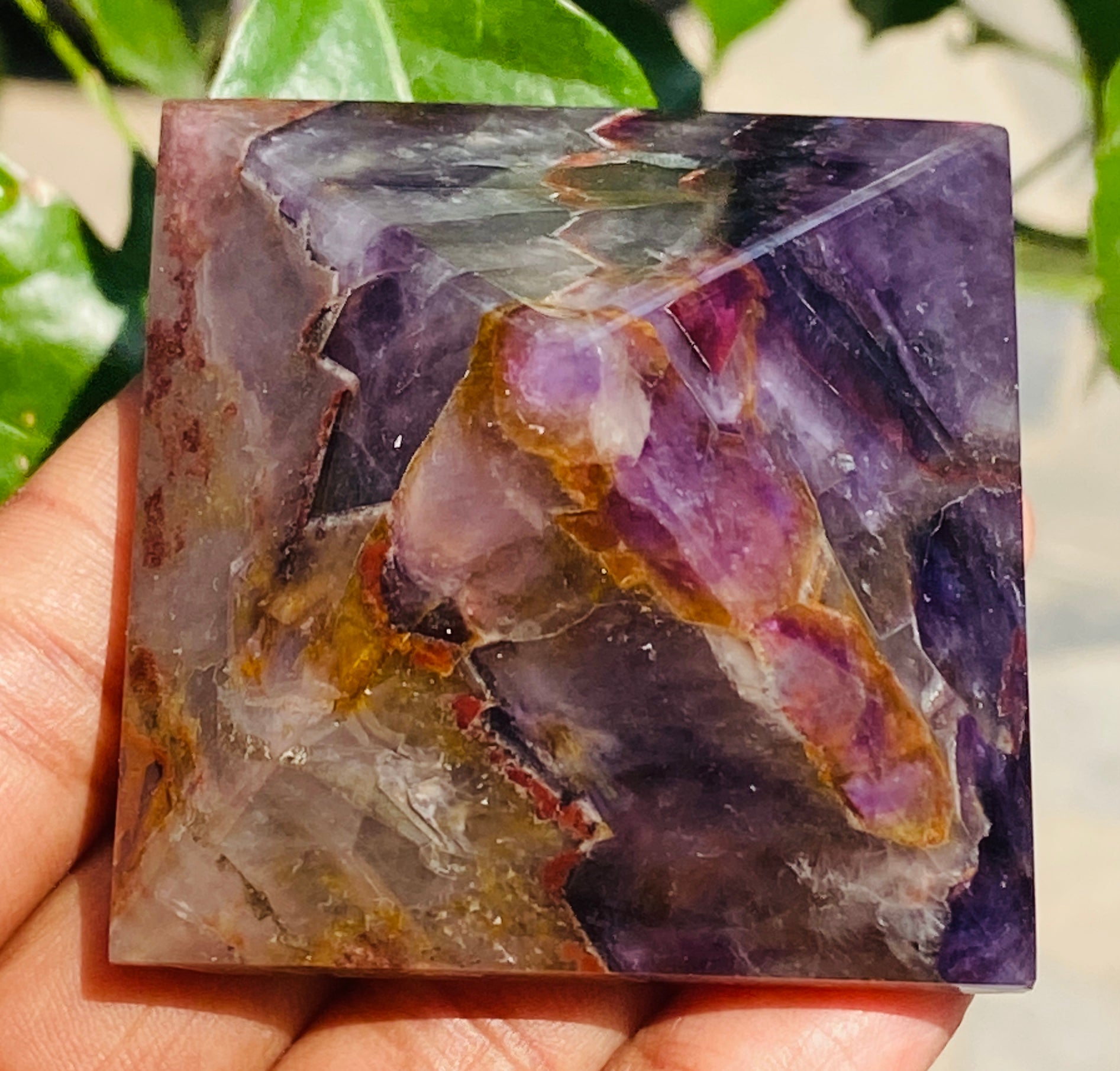 Majestic 585.00 Cts Genuine Chevron Amethyst Healing Crystal Specimen Divine Pyramid