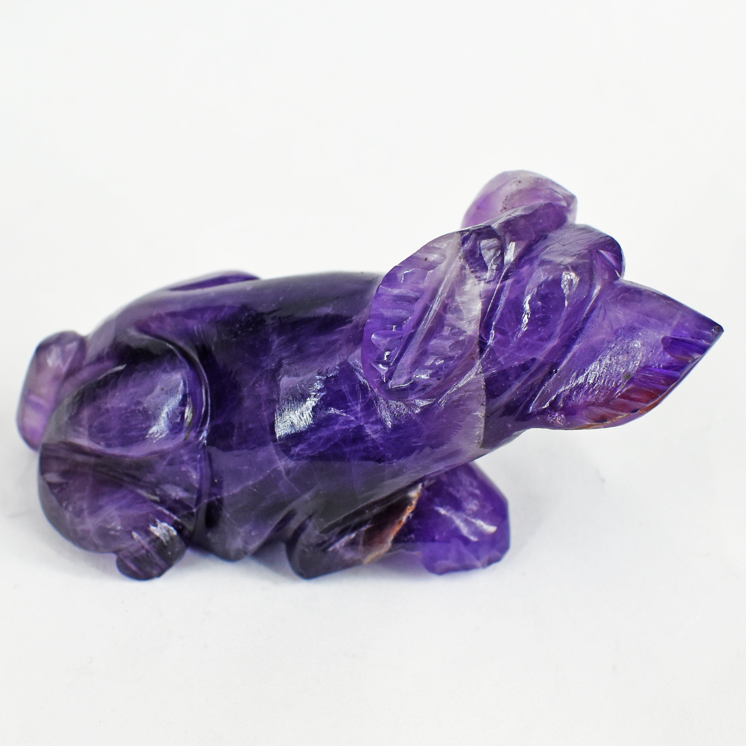 Genuine 641.00 Carats Genuine Purple Amethyst Hand Carved Dog 2026  Collection