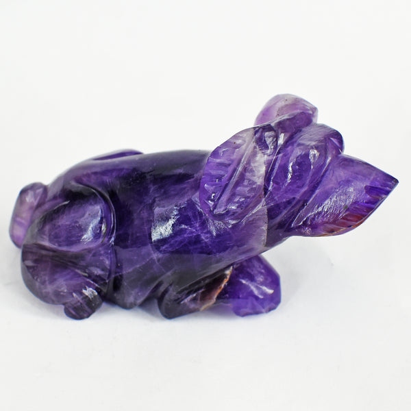Genuine 641.00 Carats Genuine Purple Amethyst Hand Carved Dog 2026  Collection