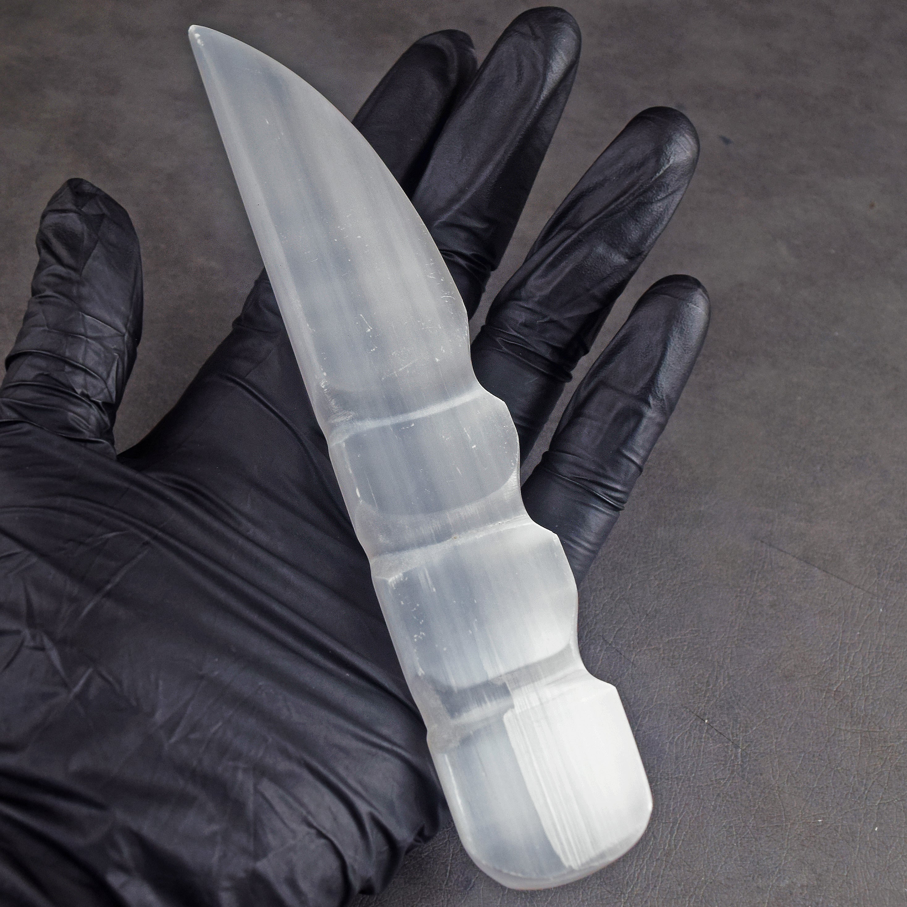Manever 384.00 Cts Genuine Selenite Hand Carved Crystal Gemstone Knife