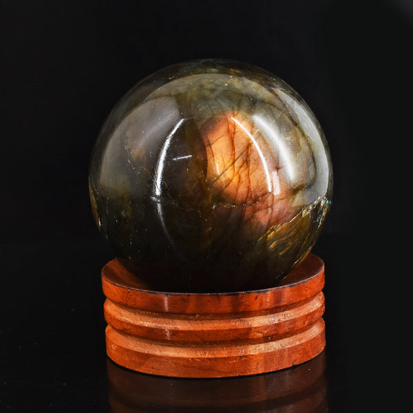 Orange Flash Labradorite 1500.00 Cts Genuine Hand Carved Healing Crystal Gemstone Sphere