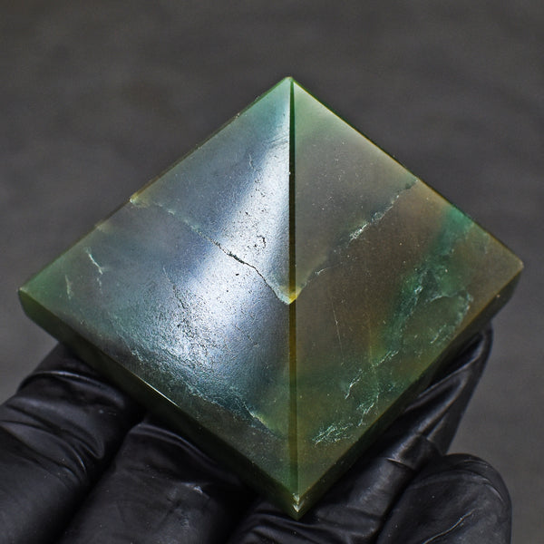 Beautiful 432.00 Cts Genuine Jade Healing Divine Crystal Specimen Pyramid