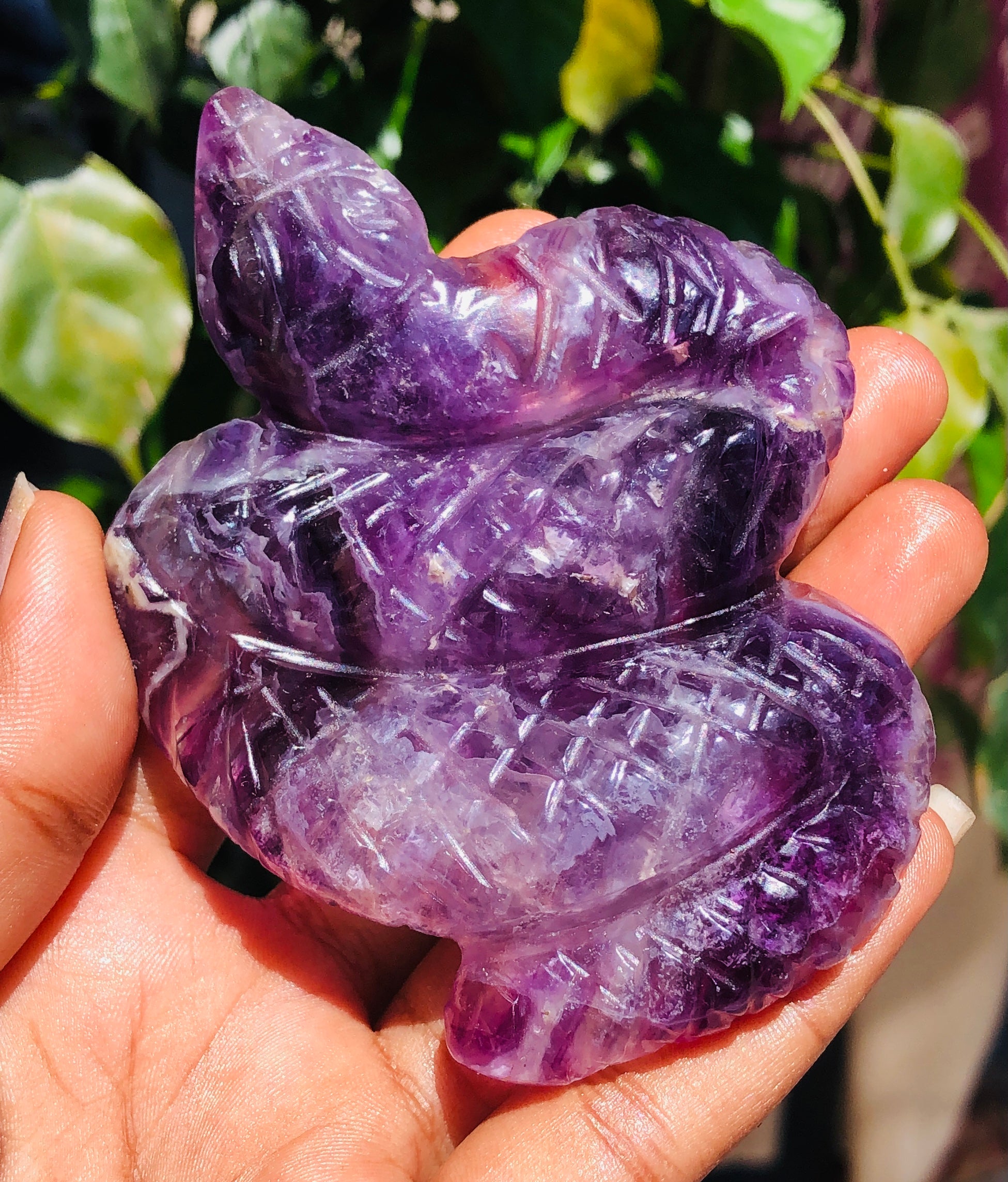 Stunning 807.00 Carats Genuine Amethyst  Hand Carved  Crystal Gemstone Carving Snake 2026  Collection
