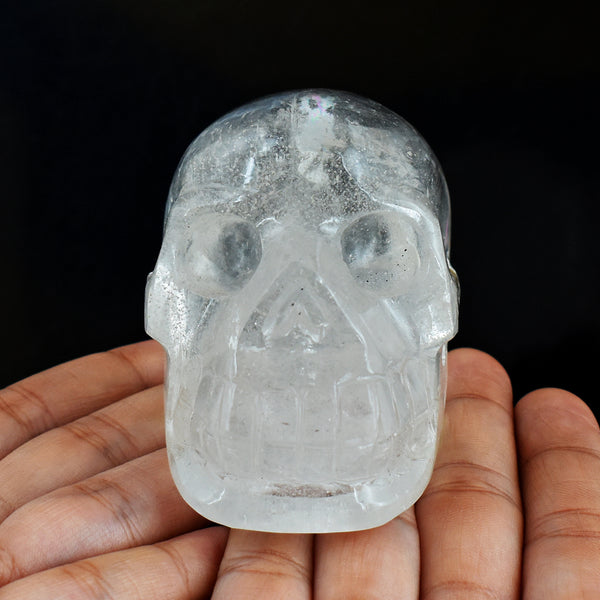 Natural  1774.00  Cts  Genuine  White Quartz  Hand Carved Crystal Skull Gemstone Carving