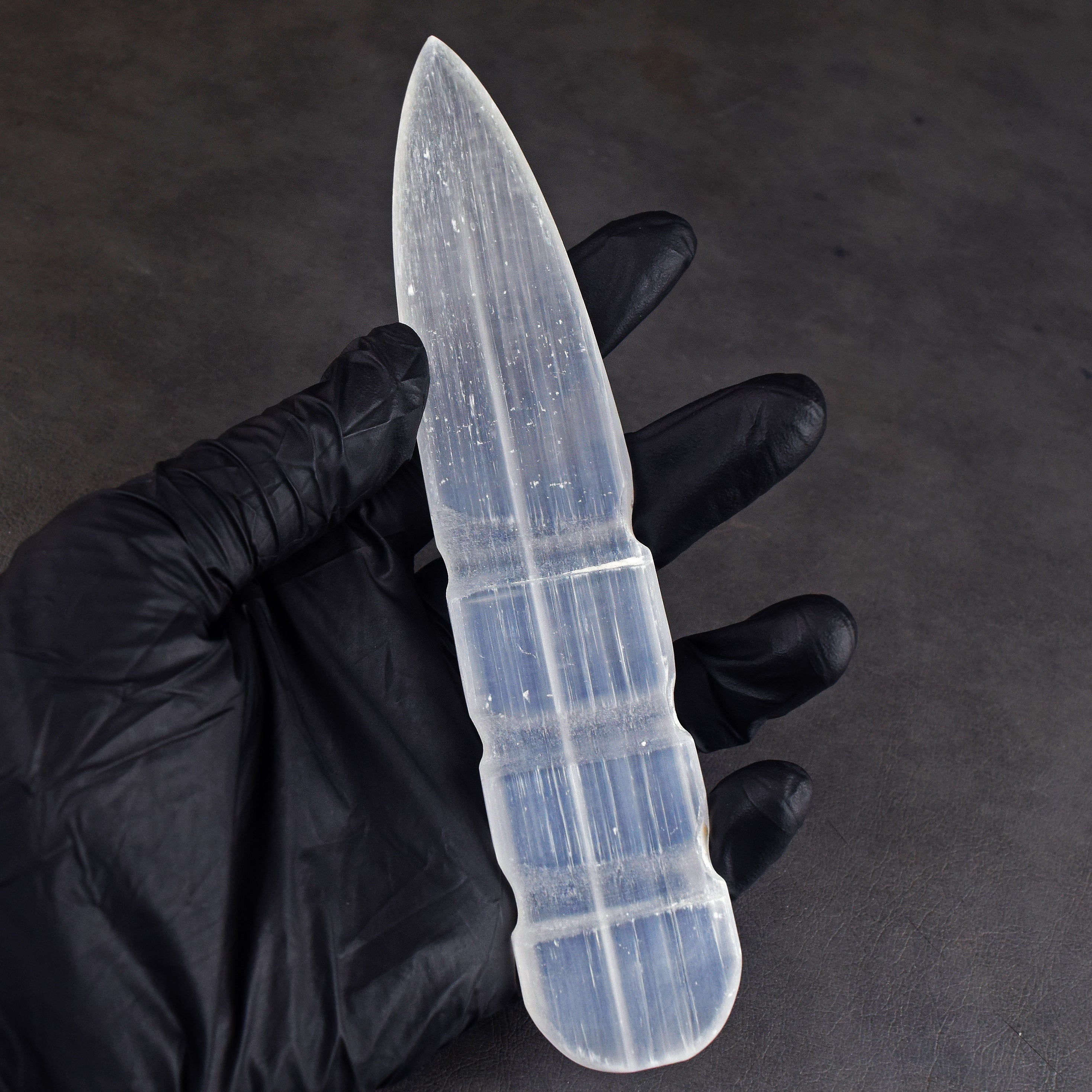 Wonderful 263.00 Cts Genuine Selenite Hand Carved Crystal Gemstone Knife