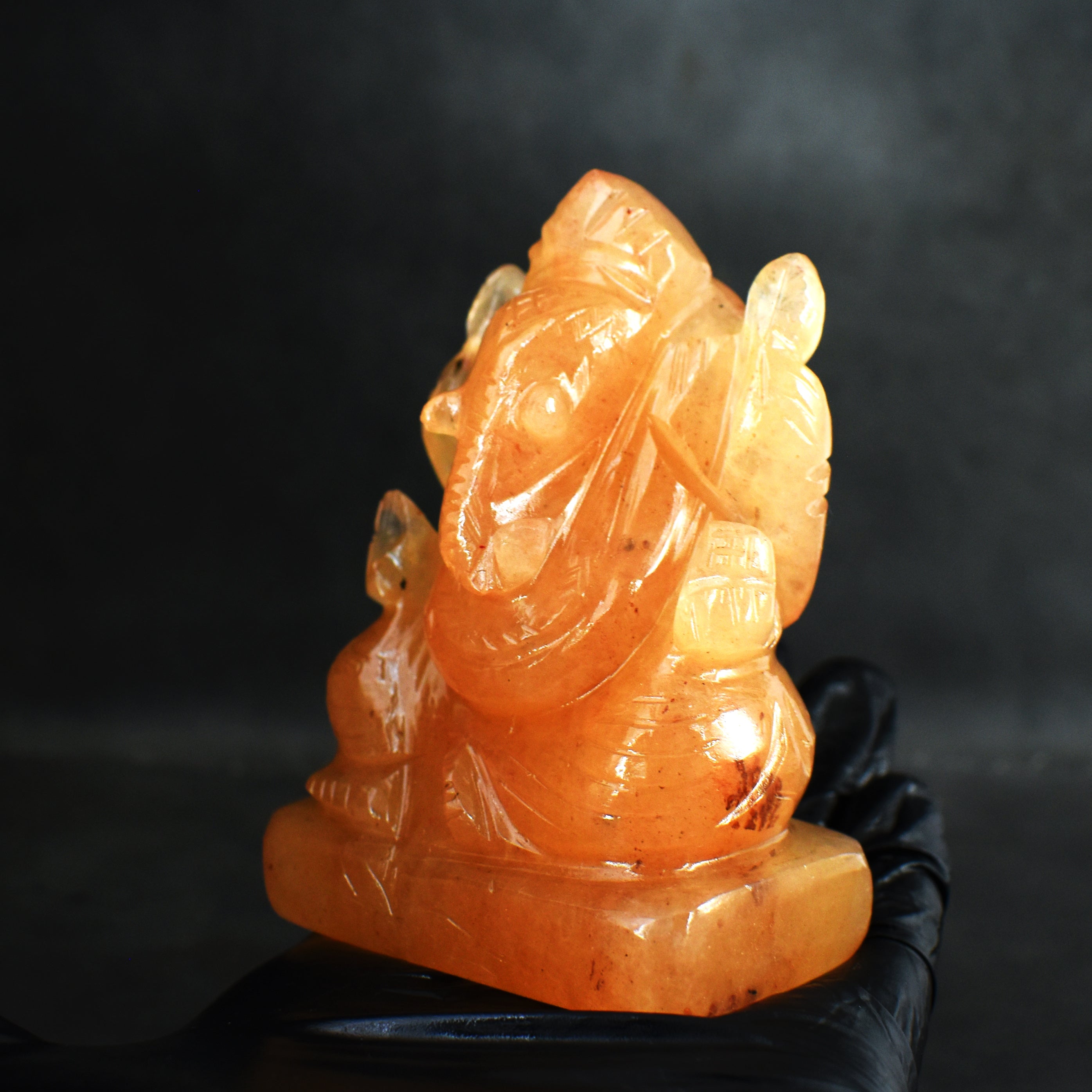 Exclusive 1243.00 Cts Aventurine Divine Hand Carved Genuine Crystal Gemstone Carving Lord Ganesha