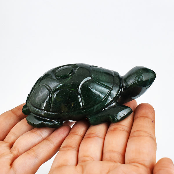 Beautiful  1269.00  Carats  Genuine Green  Jade Hand Carved Crystal Gemstone Turtle Carving