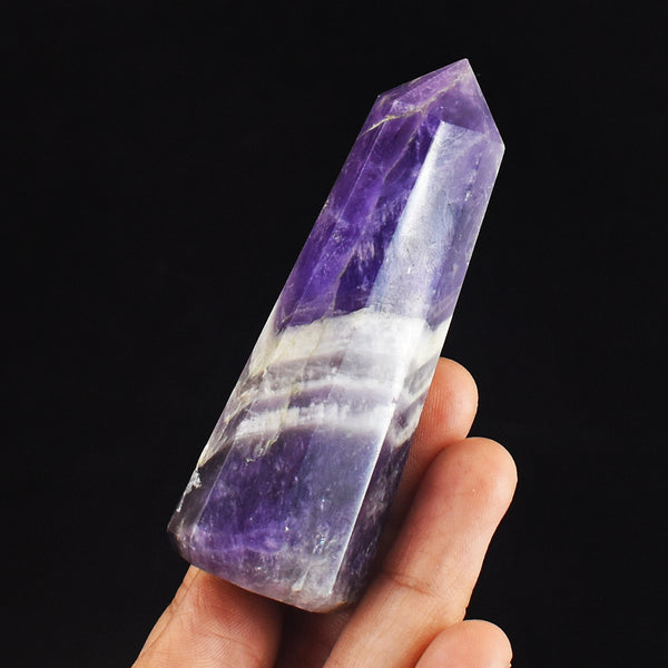 Gorgeous 392.00  Carats  Genuine  Chevron  Amethyst  Hand  Carved  Crystal  Gemstone  Healing  Point