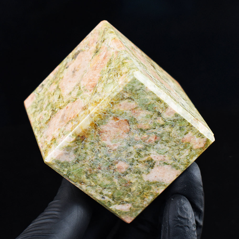 Natural 1560.00 Cts Genuine Blood Green Unakite Crystal Specimen Gemstone Cube