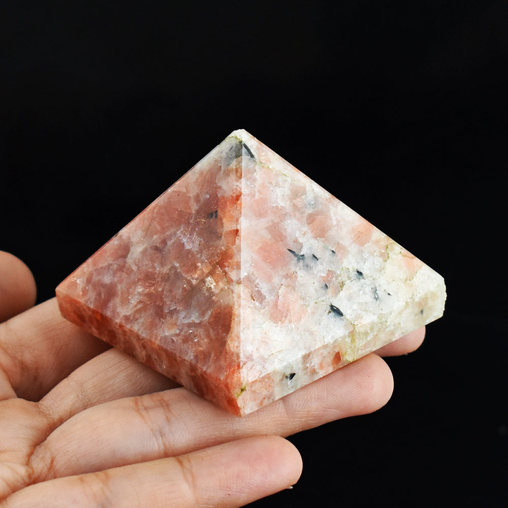 Beautiful 667.00 Cts Genuine Sunstone Hand  Carved Crystal  Healing Gemstone Pyramid