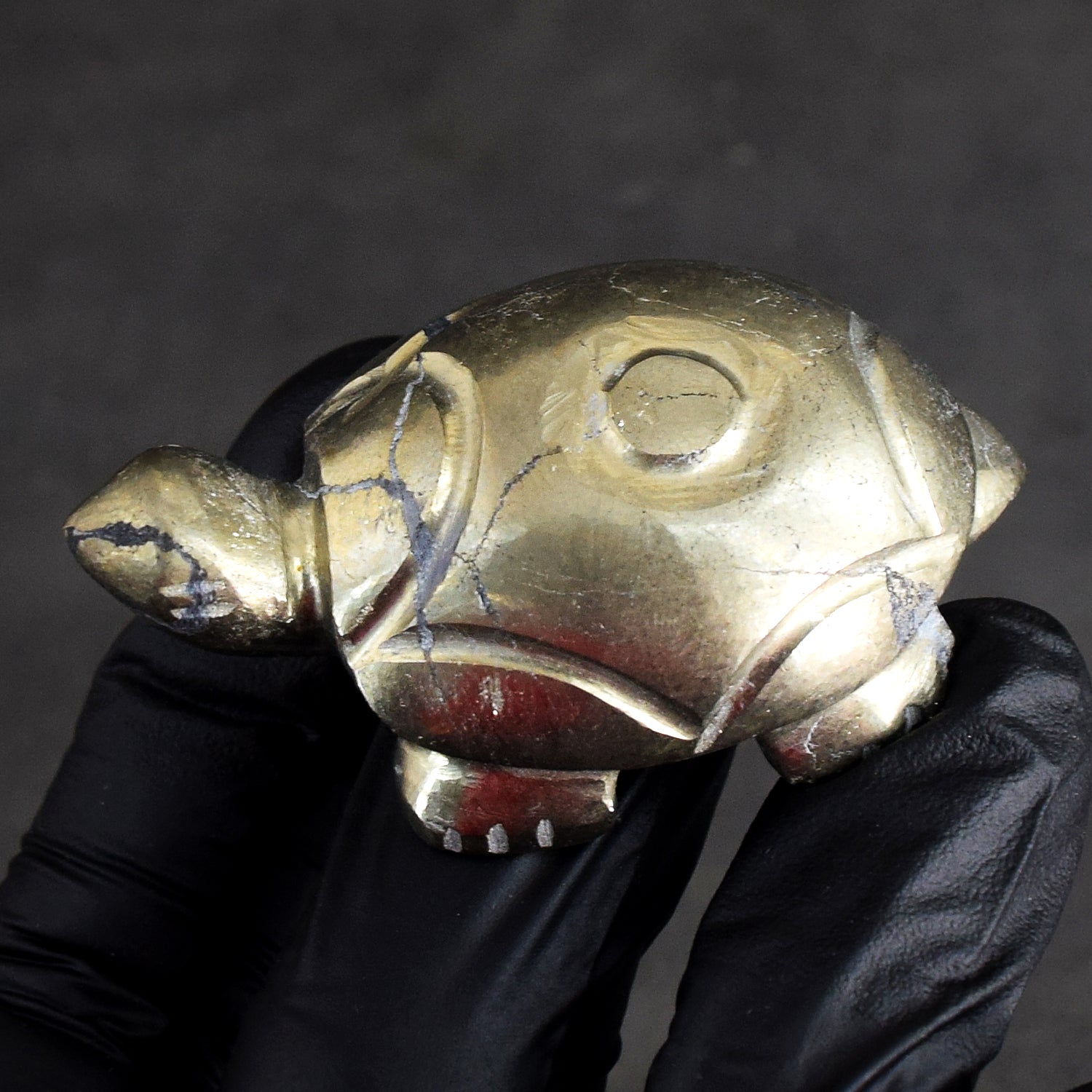 Wonderful 331.00 Cts Genuine Pyrite Hand Carved Gemstone Premium Turtle Crystal