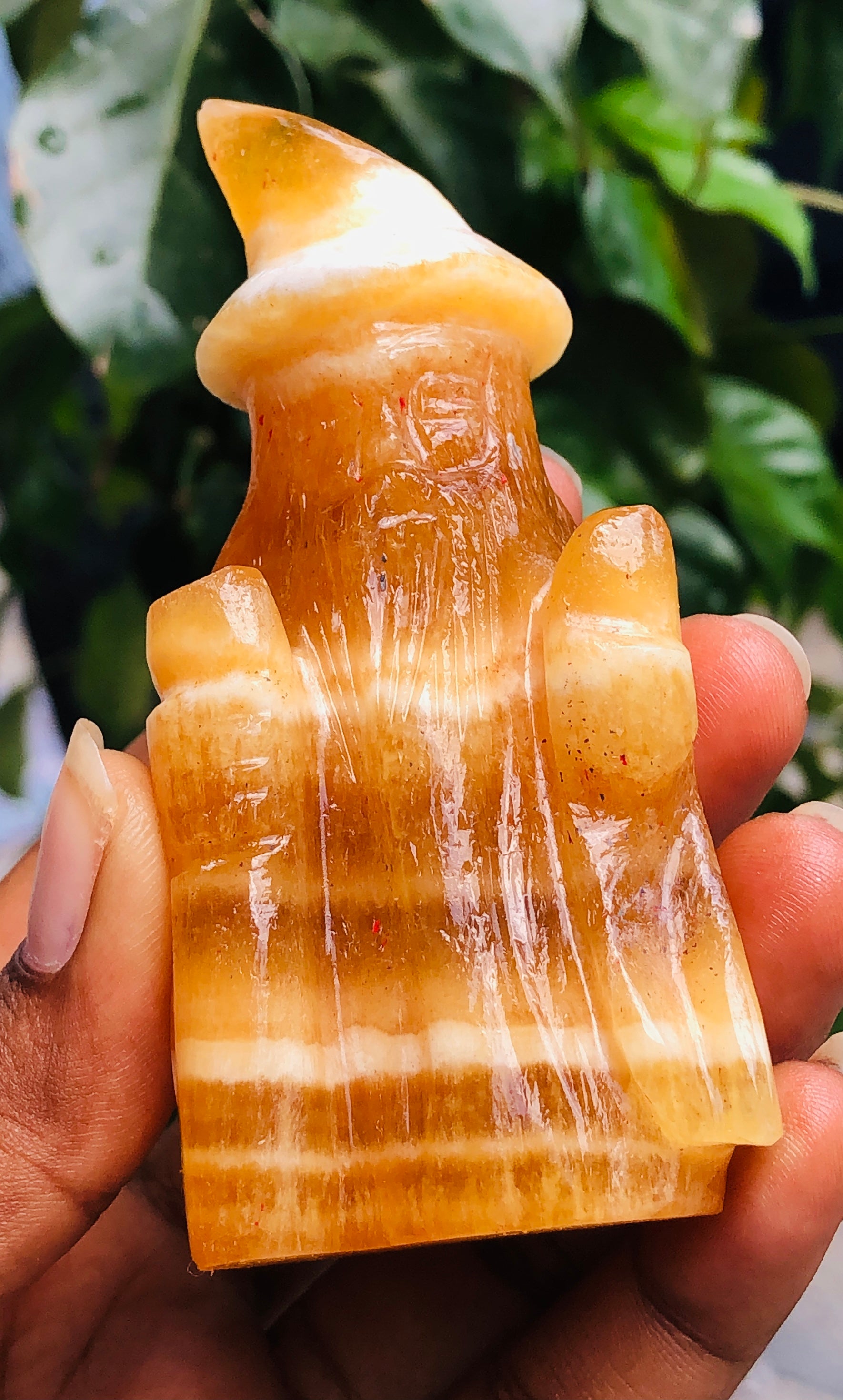 Awesome 693.00 Carats Yellow Rhodochrosite Hand Carved Crystal Gemstone Wizard Carving