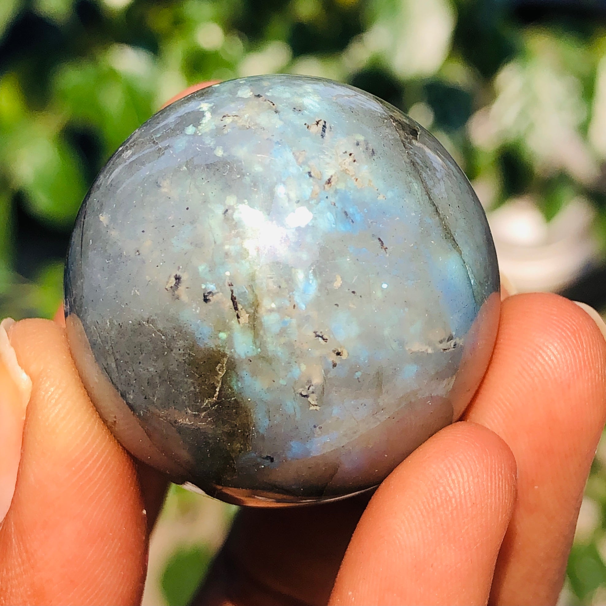 Exclusive 264.00 Cts Genuine Blue Flash Labradorite Premium Crystal Specimen Healing Sphere