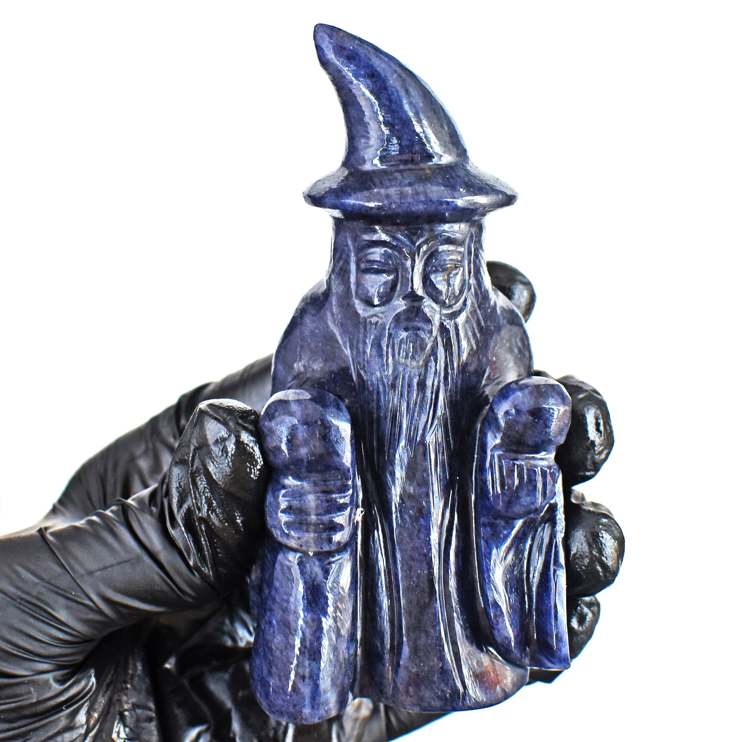 Natural 950.00 Cts Genuine Iolite Hand Carved Premium Gemstone Crystal Wizard