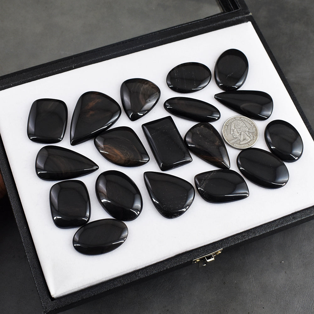 585.00 Carats  Genuine Wood Obsidian Untreated Gemstone Cabochon Lot